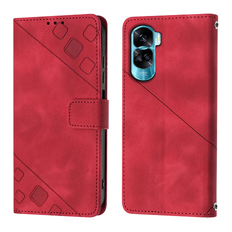 Coque Portefeuille Livre Cuir Etui Clapet YB1 pour Huawei Honor 90 Lite 5G Rouge