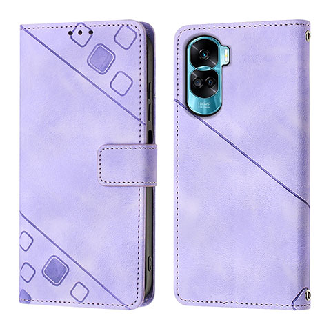 Coque Portefeuille Livre Cuir Etui Clapet YB1 pour Huawei Honor 90 Lite 5G Violet