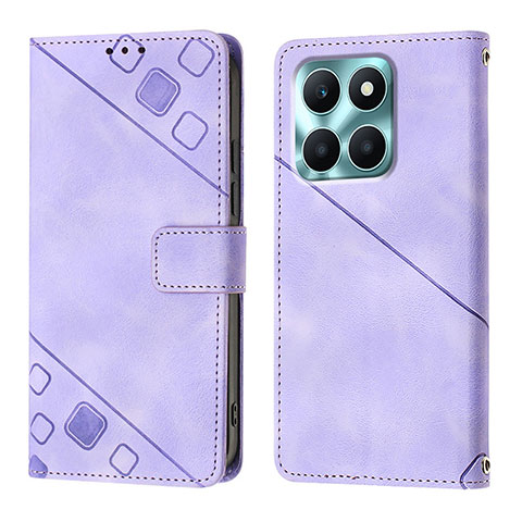 Coque Portefeuille Livre Cuir Etui Clapet YB1 pour Huawei Honor X8b Violet