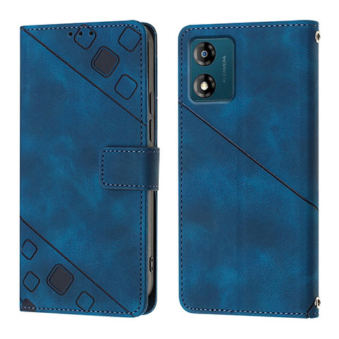 Coque Portefeuille Livre Cuir Etui Clapet YB1 pour Motorola Moto E13 Bleu