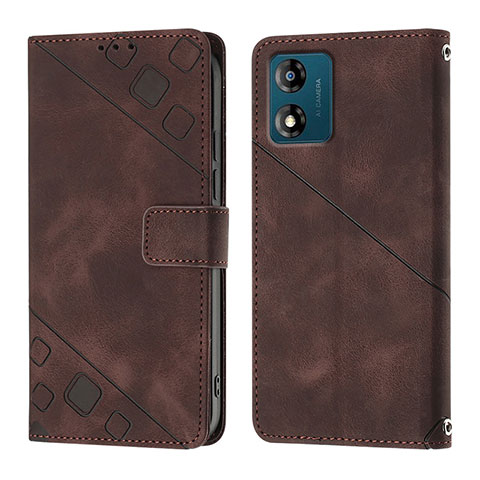 Coque Portefeuille Livre Cuir Etui Clapet YB1 pour Motorola Moto E13 Marron