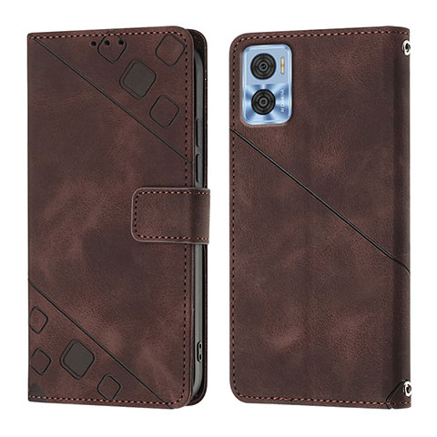 Coque Portefeuille Livre Cuir Etui Clapet YB1 pour Motorola Moto E22 Marron