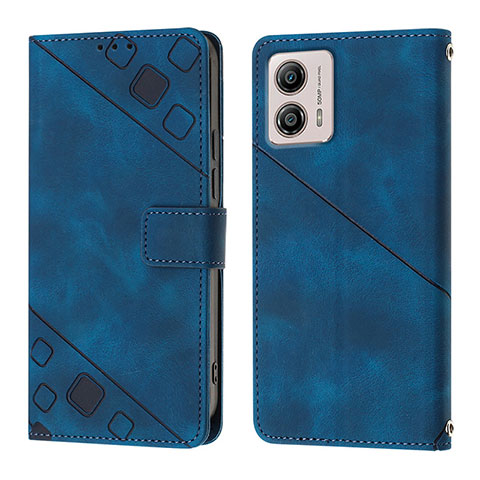 Coque Portefeuille Livre Cuir Etui Clapet YB1 pour Motorola Moto G53 5G Bleu