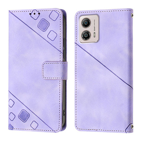 Coque Portefeuille Livre Cuir Etui Clapet YB1 pour Motorola Moto G53j 5G Violet