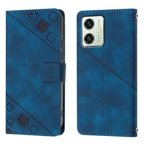 Coque Portefeuille Livre Cuir Etui Clapet YB1 pour Motorola Moto G54 5G Bleu