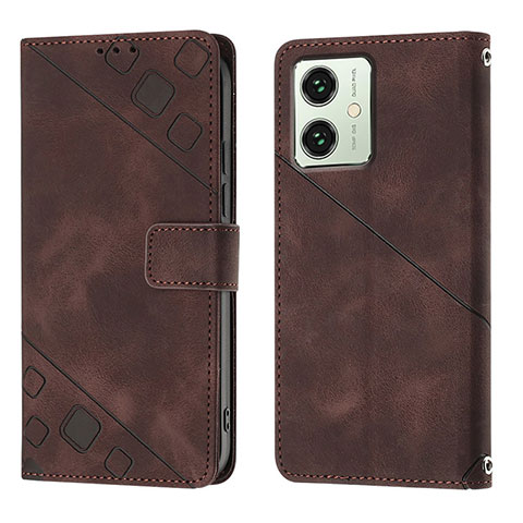 Coque Portefeuille Livre Cuir Etui Clapet YB1 pour Motorola Moto G54 5G Marron