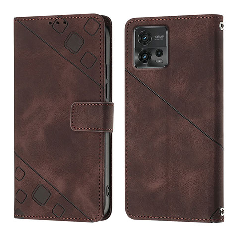 Coque Portefeuille Livre Cuir Etui Clapet YB1 pour Motorola Moto G72 Marron