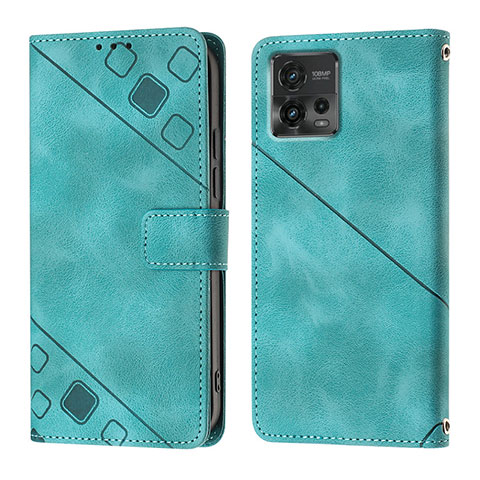 Coque Portefeuille Livre Cuir Etui Clapet YB1 pour Motorola Moto G72 Vert