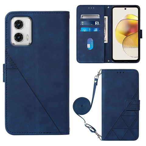 Coque Portefeuille Livre Cuir Etui Clapet YB1 pour Motorola Moto G73 5G Bleu