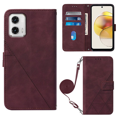 Coque Portefeuille Livre Cuir Etui Clapet YB1 pour Motorola Moto G73 5G Rouge