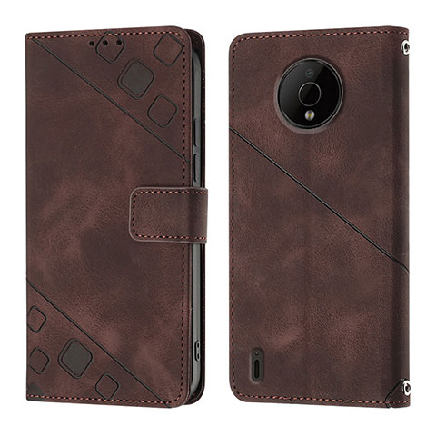 Coque Portefeuille Livre Cuir Etui Clapet YB1 pour Nokia C200 Marron