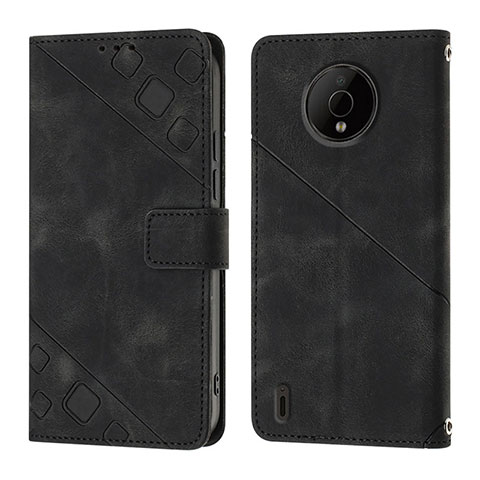 Coque Portefeuille Livre Cuir Etui Clapet YB1 pour Nokia C200 Noir