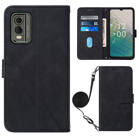 Coque Portefeuille Livre Cuir Etui Clapet YB1 pour Nokia C210 Noir