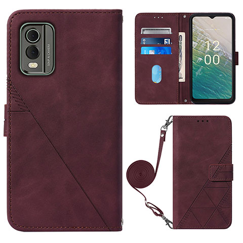 Coque Portefeuille Livre Cuir Etui Clapet YB1 pour Nokia C210 Rouge