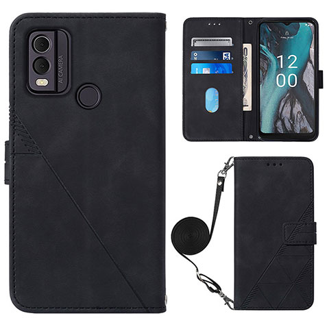 Coque Portefeuille Livre Cuir Etui Clapet YB1 pour Nokia C22 Noir