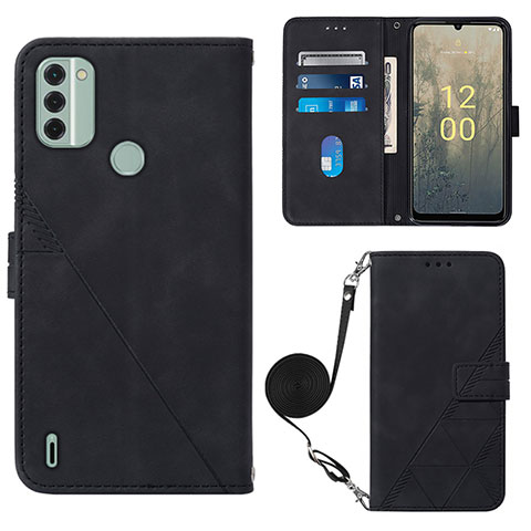 Coque Portefeuille Livre Cuir Etui Clapet YB1 pour Nokia C31 Noir