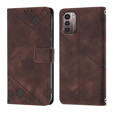 Coque Portefeuille Livre Cuir Etui Clapet YB1 pour Nokia G21 Marron