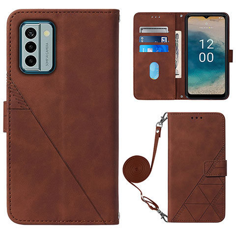 Coque Portefeuille Livre Cuir Etui Clapet YB1 pour Nokia G22 Marron