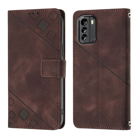 Coque Portefeuille Livre Cuir Etui Clapet YB1 pour Nokia G60 5G Marron