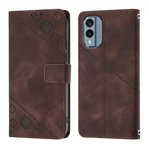 Coque Portefeuille Livre Cuir Etui Clapet YB1 pour Nokia X30 5G Marron