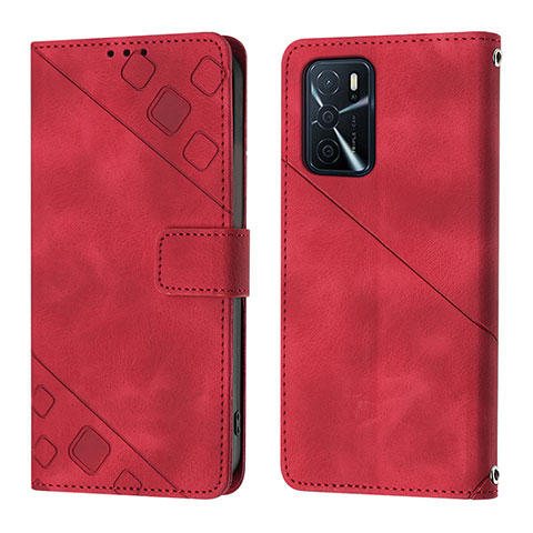 Coque Portefeuille Livre Cuir Etui Clapet YB1 pour Oppo A16 Rouge