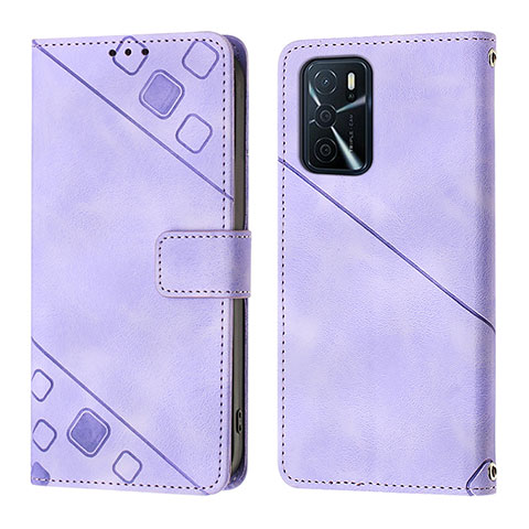 Coque Portefeuille Livre Cuir Etui Clapet YB1 pour Oppo A16 Violet