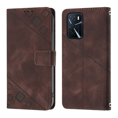 Coque Portefeuille Livre Cuir Etui Clapet YB1 pour Oppo A16s Marron