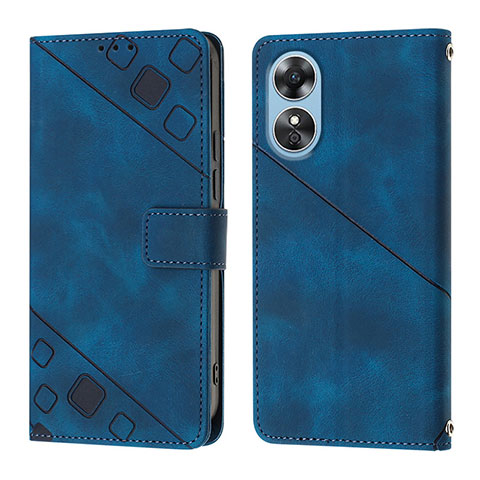 Coque Portefeuille Livre Cuir Etui Clapet YB1 pour Oppo A17 Bleu