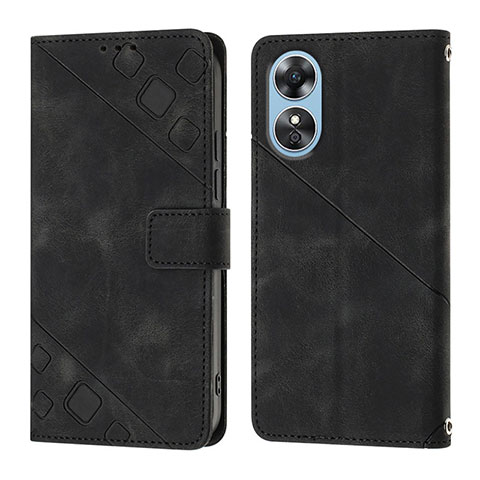 Coque Portefeuille Livre Cuir Etui Clapet YB1 pour Oppo A17 Noir