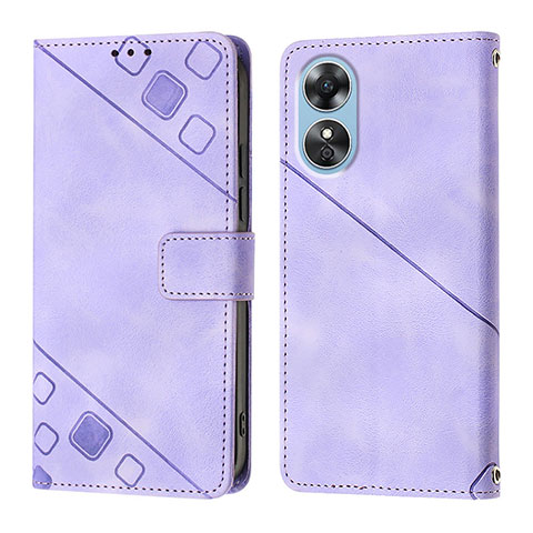 Coque Portefeuille Livre Cuir Etui Clapet YB1 pour Oppo A17 Violet