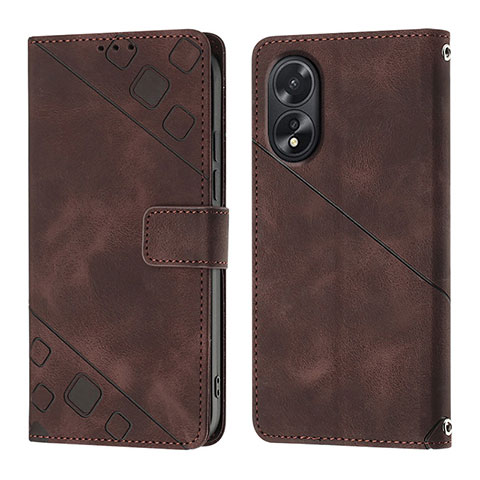 Coque Portefeuille Livre Cuir Etui Clapet YB1 pour Oppo A18 Marron