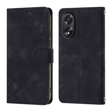 Coque Portefeuille Livre Cuir Etui Clapet YB1 pour Oppo A18 Noir