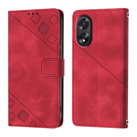 Coque Portefeuille Livre Cuir Etui Clapet YB1 pour Oppo A18 Rouge