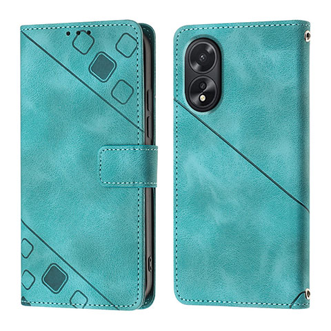 Coque Portefeuille Livre Cuir Etui Clapet YB1 pour Oppo A18 Vert