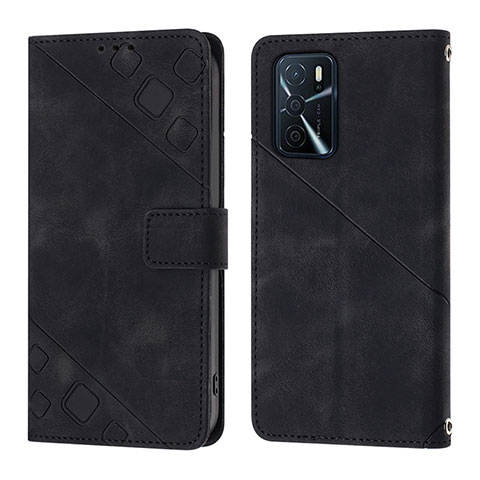 Coque Portefeuille Livre Cuir Etui Clapet YB1 pour Oppo A54s Noir