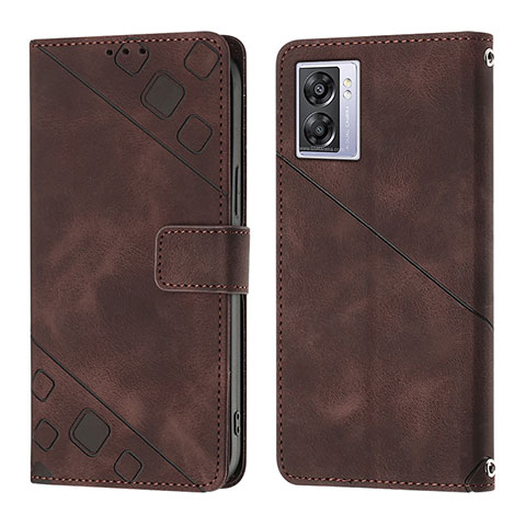 Coque Portefeuille Livre Cuir Etui Clapet YB1 pour Oppo A57 5G Marron