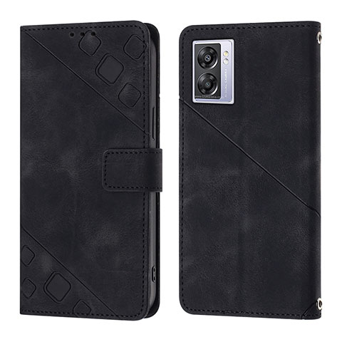 Coque Portefeuille Livre Cuir Etui Clapet YB1 pour Oppo A57 5G Noir