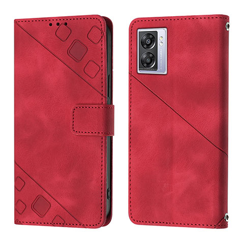 Coque Portefeuille Livre Cuir Etui Clapet YB1 pour Oppo A57 5G Rouge