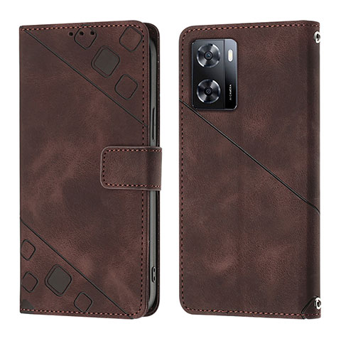 Coque Portefeuille Livre Cuir Etui Clapet YB1 pour Oppo A57e Marron