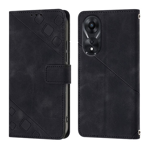 Coque Portefeuille Livre Cuir Etui Clapet YB1 pour Oppo A58 5G Noir