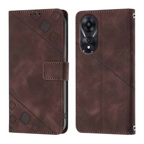 Coque Portefeuille Livre Cuir Etui Clapet YB1 pour Oppo A78 5G Marron