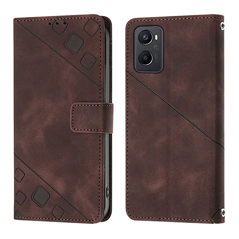 Coque Portefeuille Livre Cuir Etui Clapet YB1 pour Oppo A96 4G Marron