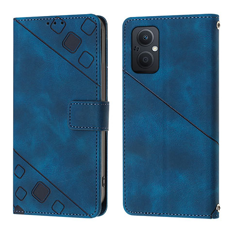 Coque Portefeuille Livre Cuir Etui Clapet YB1 pour Oppo A96 5G Bleu