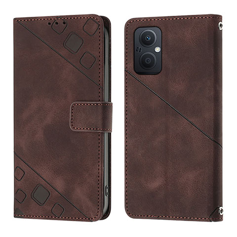 Coque Portefeuille Livre Cuir Etui Clapet YB1 pour Oppo A96 5G Marron