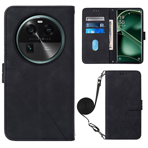 Coque Portefeuille Livre Cuir Etui Clapet YB1 pour Oppo Find X6 5G Noir