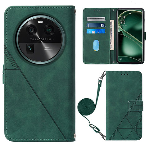 Coque Portefeuille Livre Cuir Etui Clapet YB1 pour Oppo Find X6 5G Vert