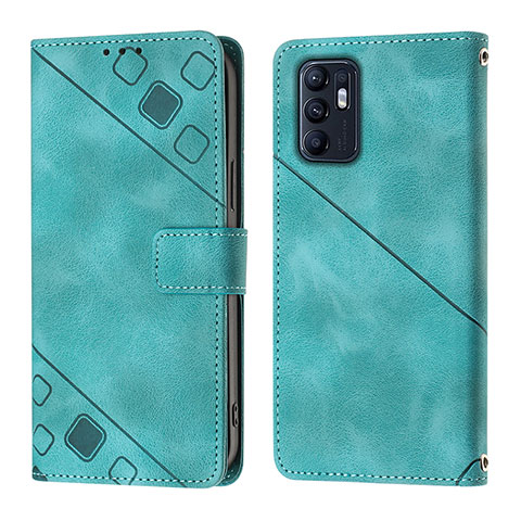 Coque Portefeuille Livre Cuir Etui Clapet YB1 pour Oppo Reno6 5G Vert