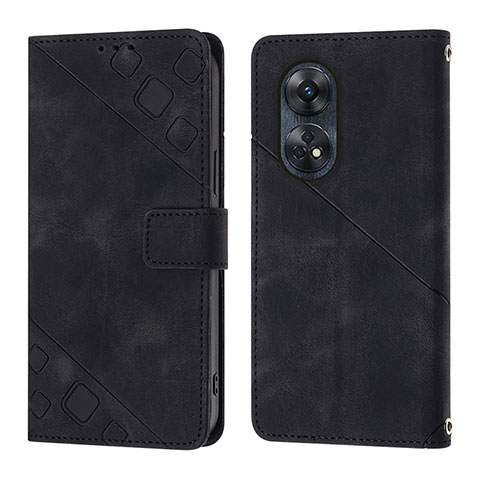 Coque Portefeuille Livre Cuir Etui Clapet YB1 pour Oppo Reno8 T 4G Noir