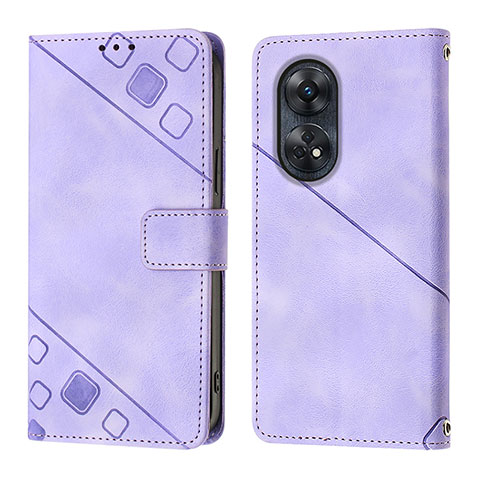 Coque Portefeuille Livre Cuir Etui Clapet YB1 pour Oppo Reno8 T 4G Violet