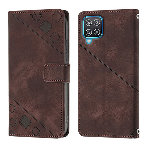 Coque Portefeuille Livre Cuir Etui Clapet YB1 pour Samsung Galaxy A12 5G Marron